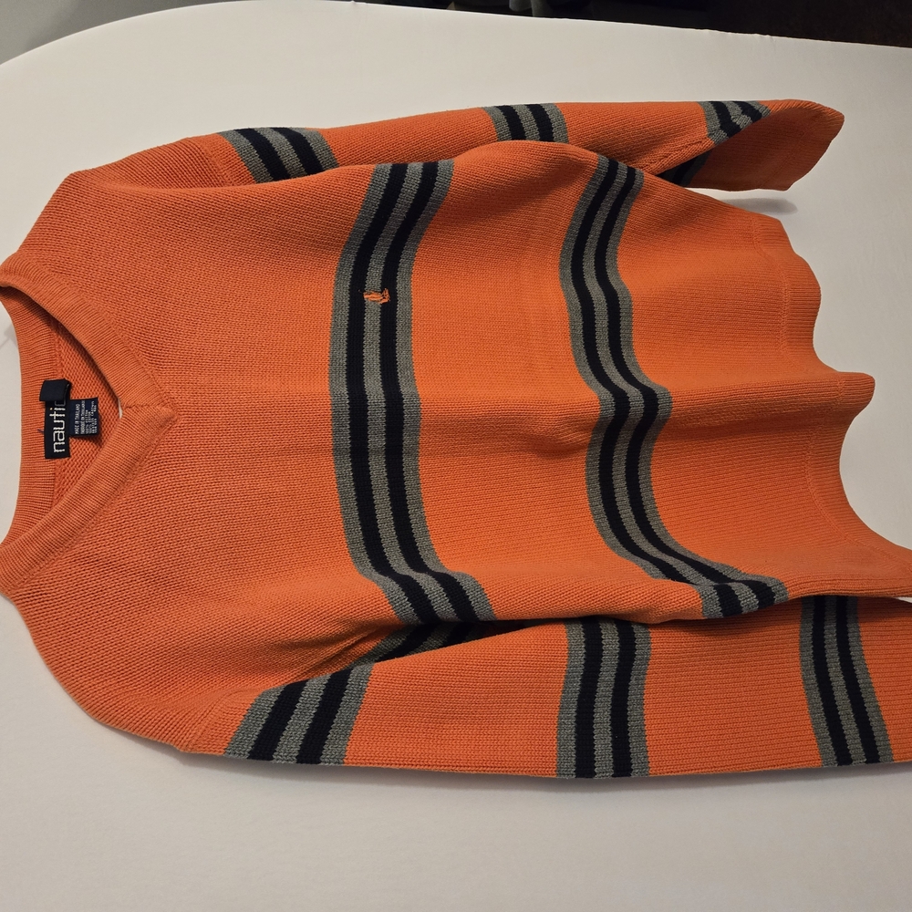 Nautica Orange Striped Sweater